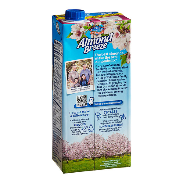 Almond Breeze Unsweetened Vanilla Almond Milk 32 fl. oz. 12/Case