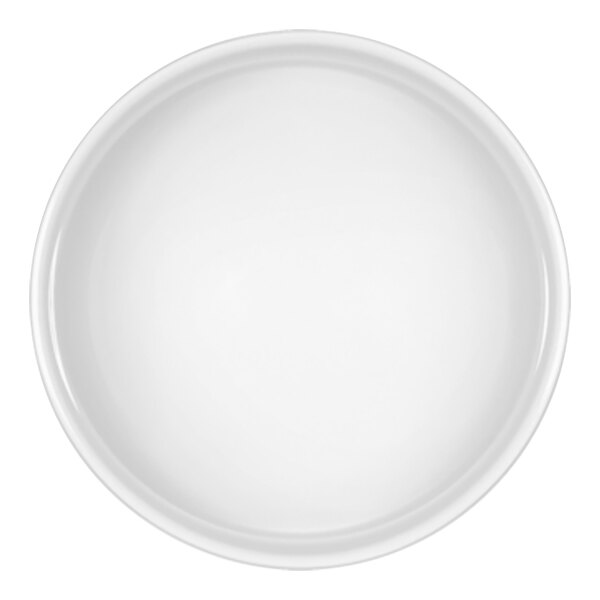 A Bauscher bright white porcelain bowl with a white background.