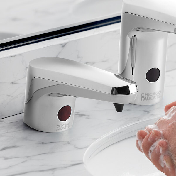 Chicago Faucets E80SDF1CP ETronic 80 BatteryPowered Deck Mount Touchless Foam Soap Dispenser