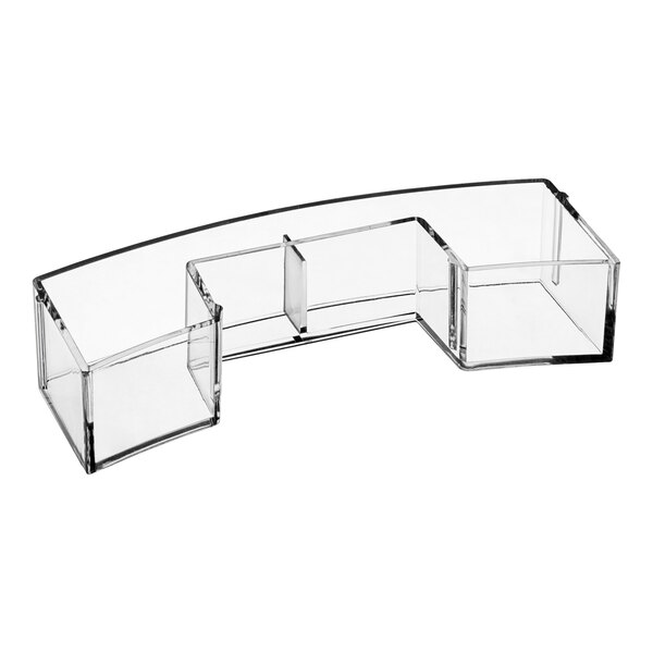 A clear plastic condensation collector with three compartments.