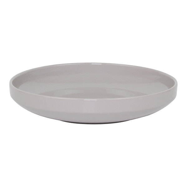 A white bowl with a gray rim.