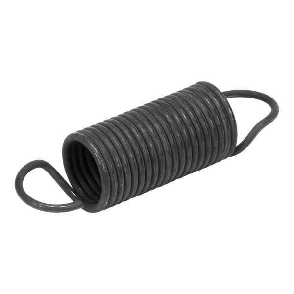 A black coiled spring with metal ends.