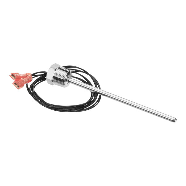 A Hatco temperature probe with black wires attached to a metal rod.
