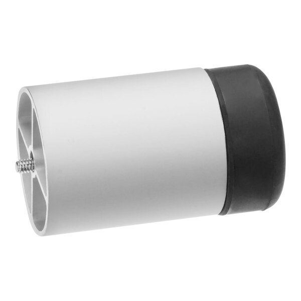 A white cylinder with a black rubber cap.