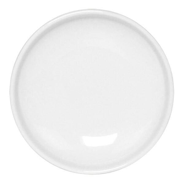 A white round porcelain ramekin with a black and white background.