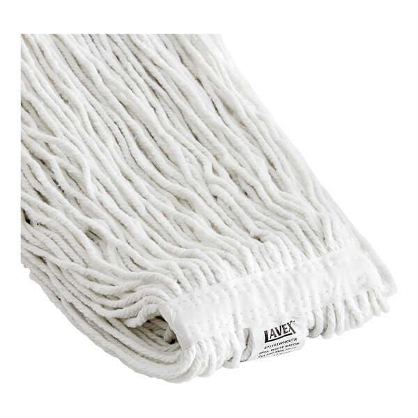 Lavex 16 oz. 24 White Rayon CutEnd Mop Head with 1" Headband