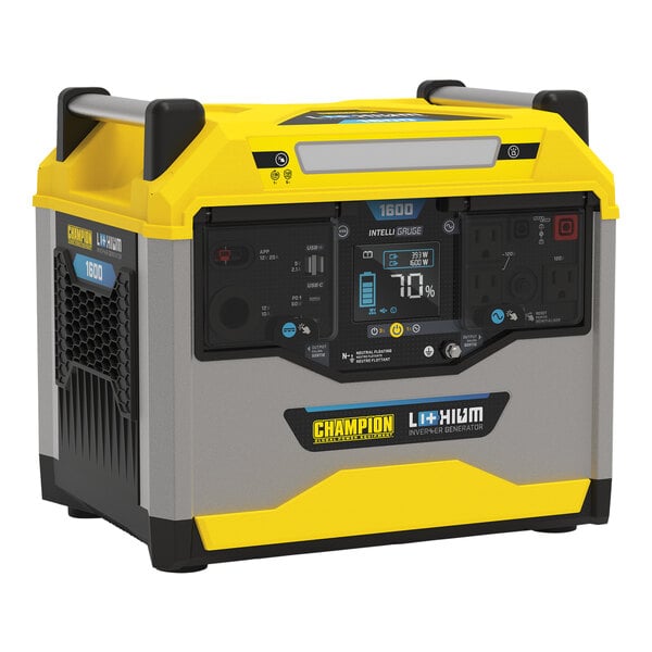 A yellow and black Champion Portable Power Station.