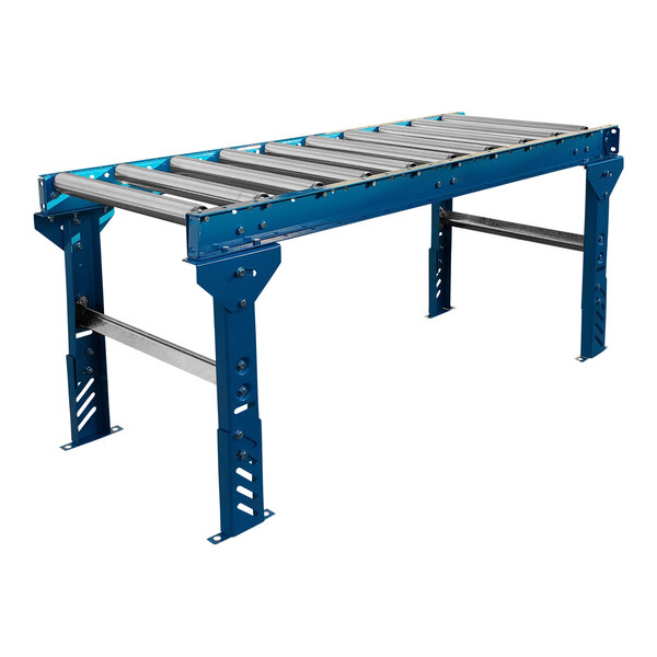 Lavex 24" x 5' Gravity Conveyor with Legs, 1 15/16" Galvanized Steel Rollers, and 3" Centers