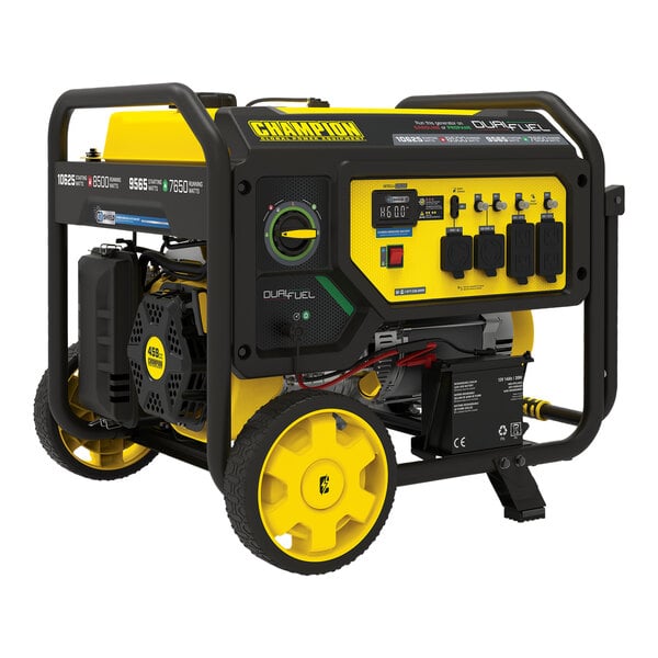 A black and yellow Champion portable generator.