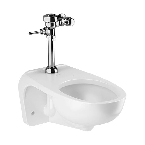 Sloan 24501001 ADA Height Elongated Wall-Mounted Manual Toilet with Royal 111 Polished Chrome Flushometer - 1.28 GPF
