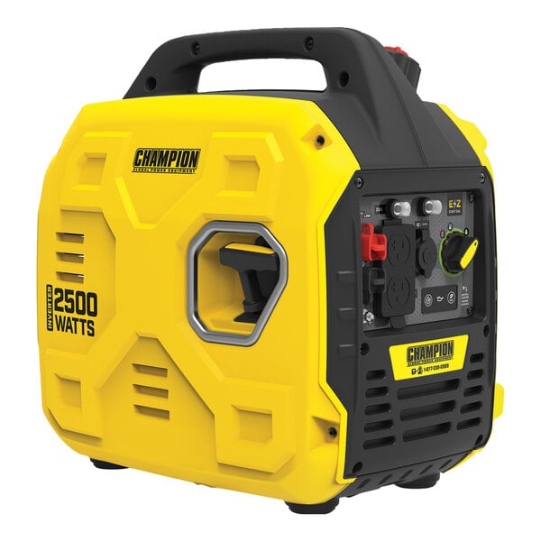 A yellow and black Champion Power Equipment portable generator.