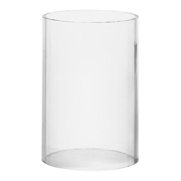 A clear plastic cylinder shade support for a candle holder.