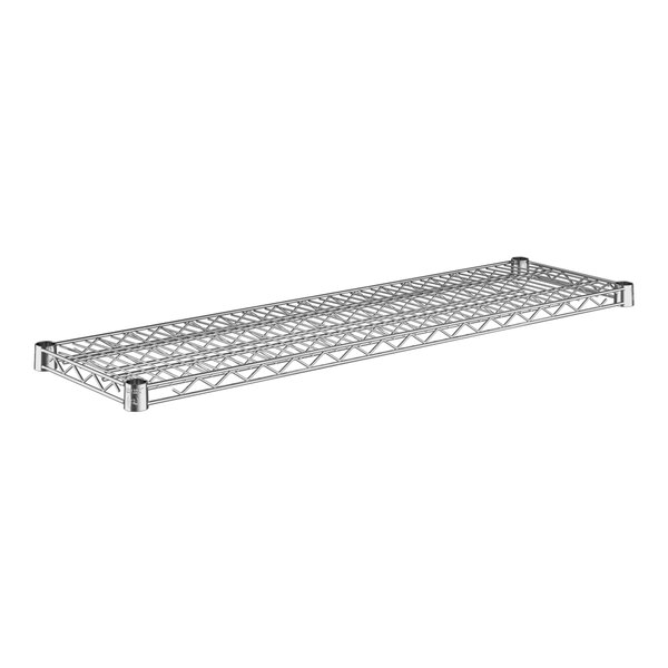 A Regency stainless steel wire shelf with metal trusses.