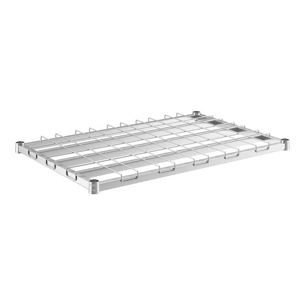 A Regency stainless steel dunnage shelf with wire mat.