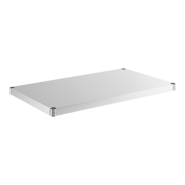 A white rectangular Regency stainless steel shelf with metal corners.