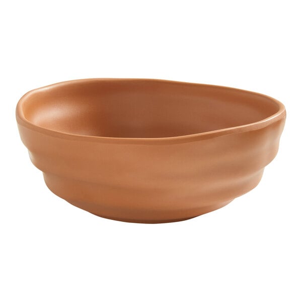 An American Metalcraft Marra terracotta melamine bowl with a white background