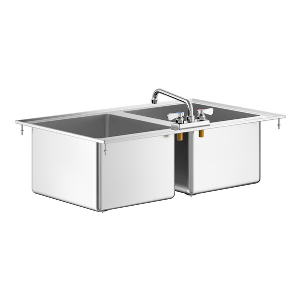 Regency 14" x 16" x 10" 16Gauge Stainless Steel Two Compartment Drop