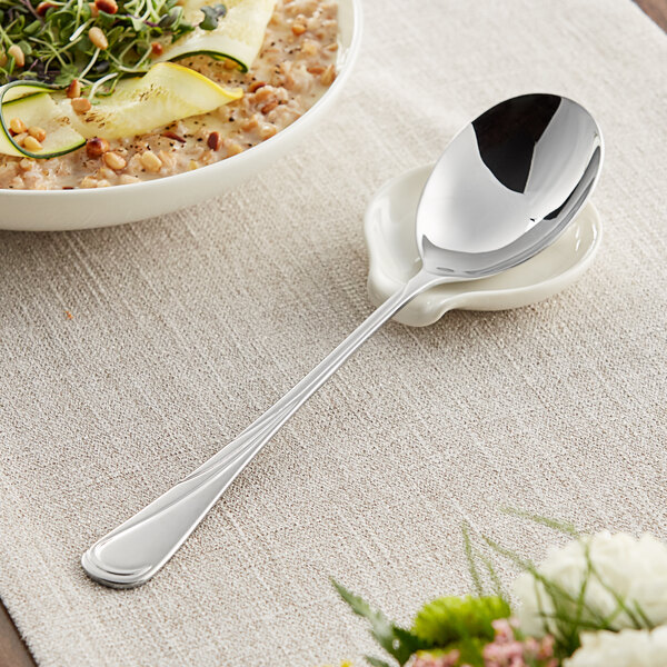 Acopa Swirl 11 1/2" 18/8 Stainless Steel Extra Heavy Weight Solid Serving Spoon