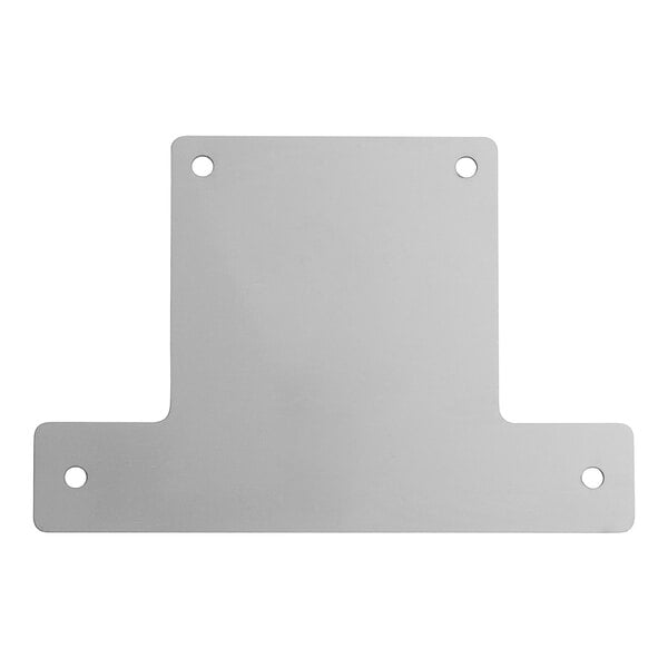 A white metal rectangular plate with holes.