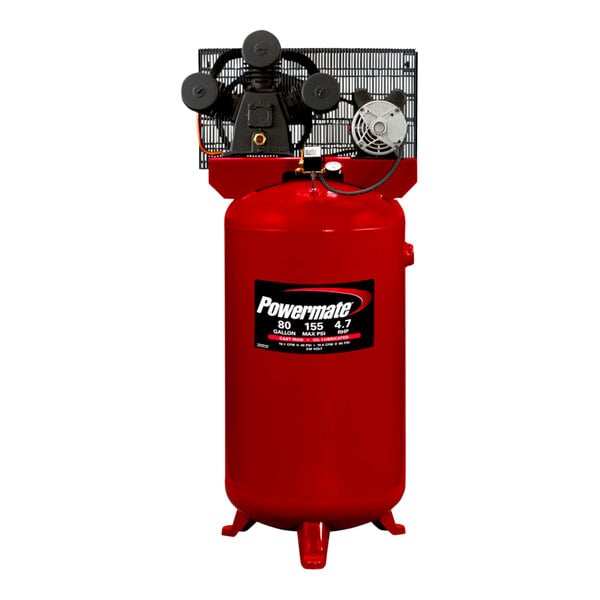 Powermate 80 Gallon Stationary Vertical Steel Single-Stage Air Compressor PLA4708065 - 4.7 hp, 240V
