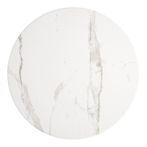 Lancaster Table & Seating 36" Round Thermo-Formed MDF Table Top with White Marble Finish
