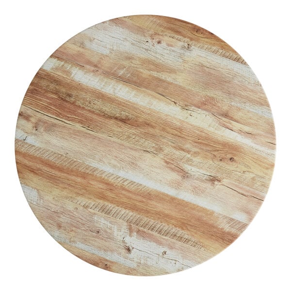 Lancaster Table & Seating 42" Round Thermo-Formed MDF Table Top with Barnwood Finish