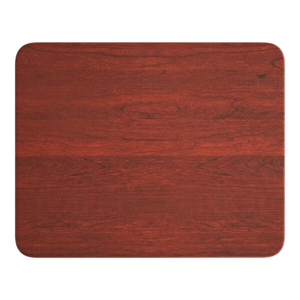 Lancaster Table & Seating 24" x 30" Rectangular Thermo-Formed MDF Table Top with Red Mahogany Finish