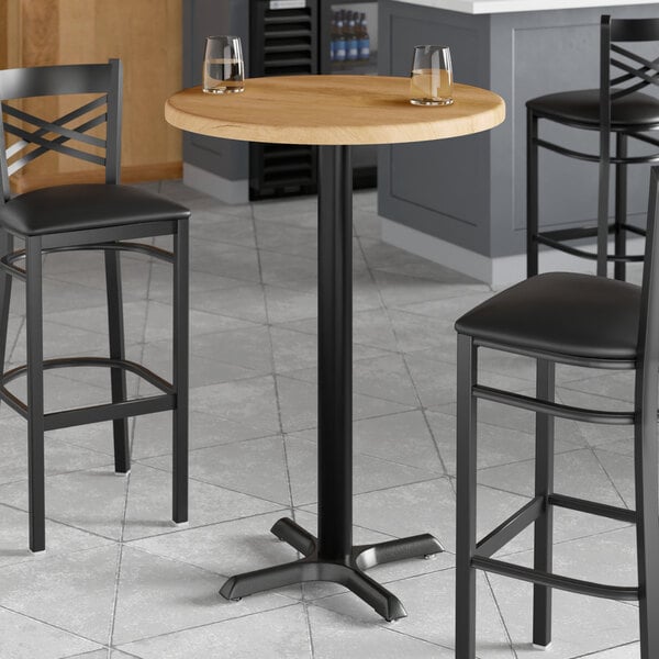 Lancaster Table & Seating 30" Round Thermo-Formed MDF Bar Height Table with Maple Finish