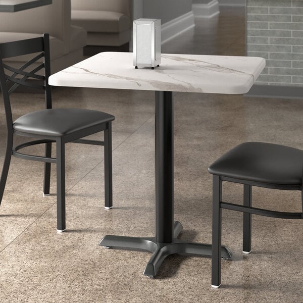 Lancaster Table & Seating 30" x 30" Square Thermo-Formed MDF Standard Height Table with White Marble Finish