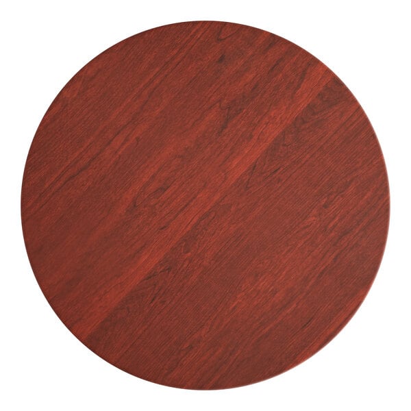 Lancaster Table & Seating 36" Round Thermo-Formed MDF Table Top with Red Mahogany Finish