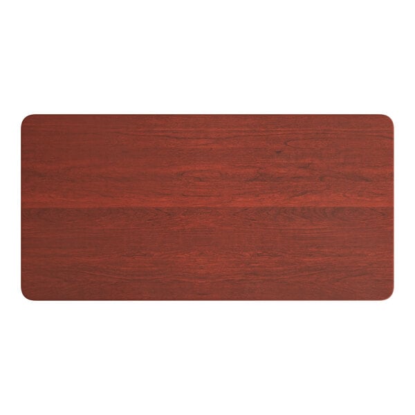 Lancaster Table & Seating 30" x 60" Rectangular Thermo-Formed MDF Table Top with Red Mahogany Finish