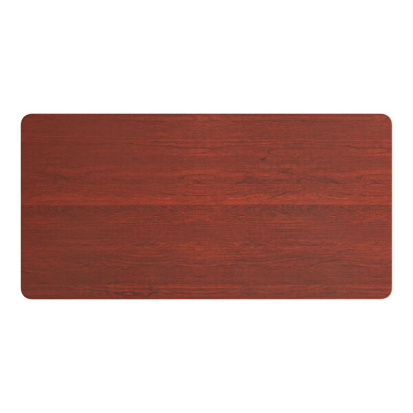 Lancaster Table & Seating 36" x 72" Rectangular Thermo-Formed MDF Table Top with Red Mahogany Finish