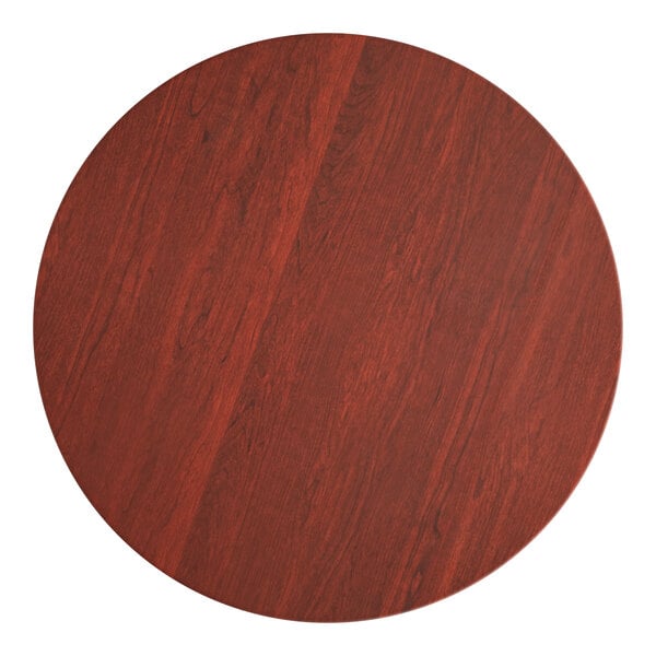 Lancaster Table & Seating 48" Round Thermo-Formed MDF Table Top with Red Mahogany Finish