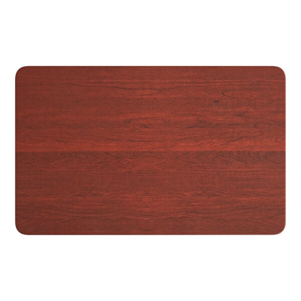Lancaster Table & Seating 30" x 48" Rectangular Thermo-Formed MDF Table Top with Red Mahogany Finish