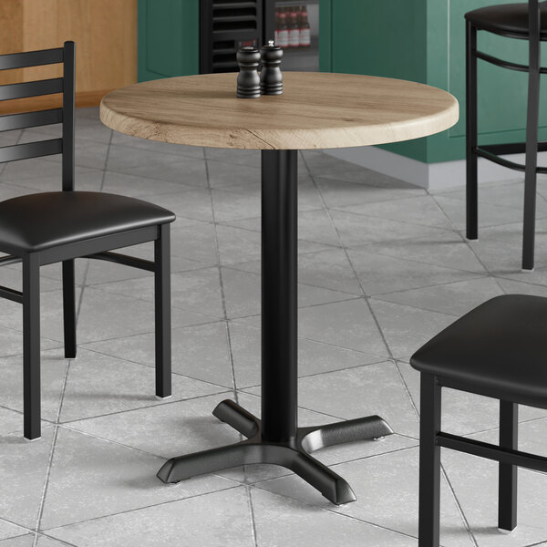 Lancaster Table & Seating 30" Round Thermo-Formed MDF Standard Height Table with Gray Wood Finish