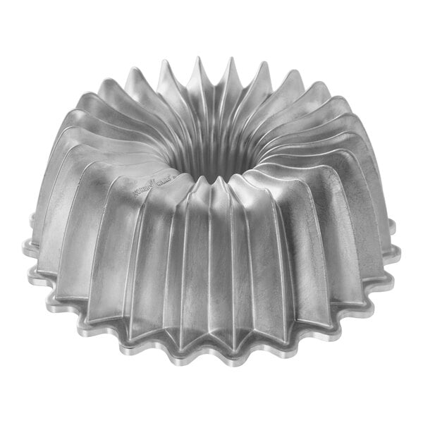 A close-up of the spiral design on a Nordic Ware Brilliance Bundt cake pan.