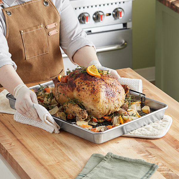 Nordic Ware 21 1/8 x 15 13/16 x 2 5/16 Aluminum Roasting Pan with  Non-Stick Carbon Steel Rack 35702