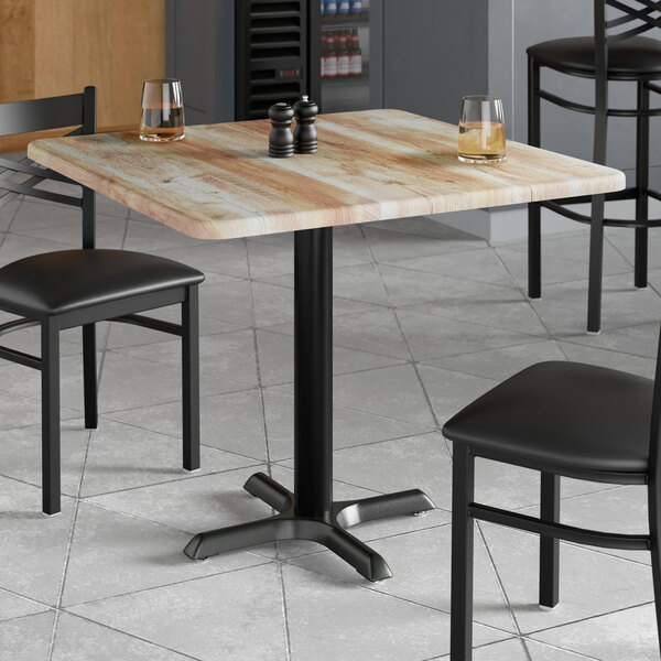 Lancaster Table & Seating 36" x 36" Square Thermo-Formed MDF Standard Height Table with Barnwood Finish