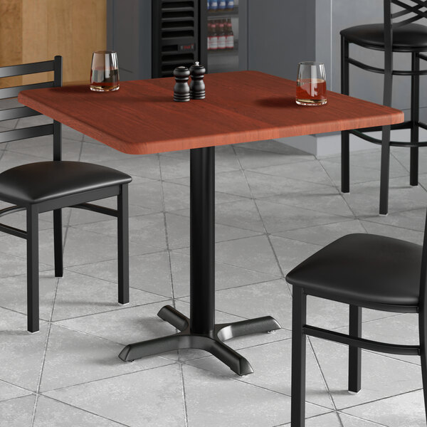 Lancaster Table & Seating 36" x 36" Square Thermo-Formed MDF Standard Height Table with Red Mahogany Finish