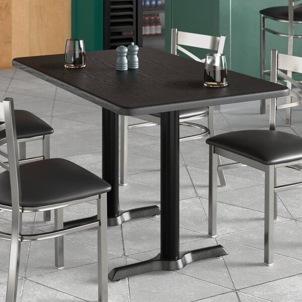Lancaster Table & Seating 30" x 48" Rectangular Thermo-Formed MDF Standard Height Table with Black Wood Finish