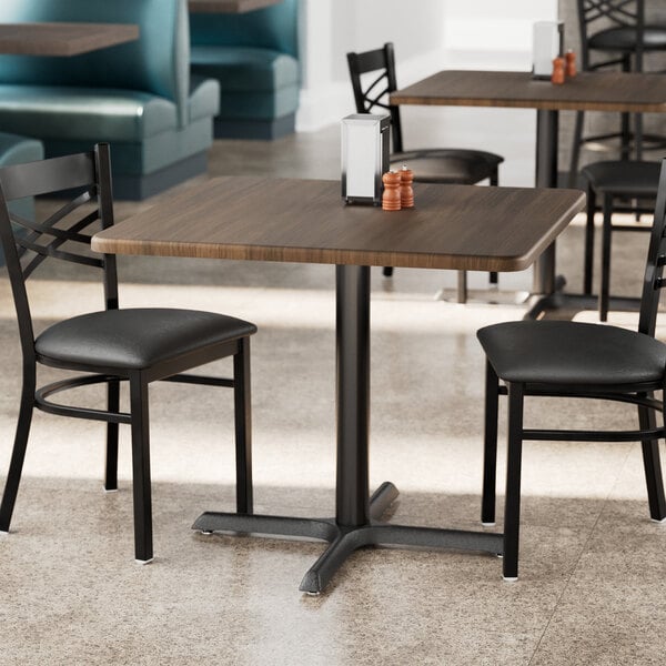 Lancaster Table & Seating 36" x 36" Square Thermo-Formed MDF Standard Height Table with Dark Walnut Finish