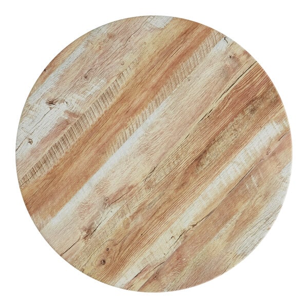 Lancaster Table & Seating 36" Round Thermo-Formed MDF Table Top with Barnwood Finish