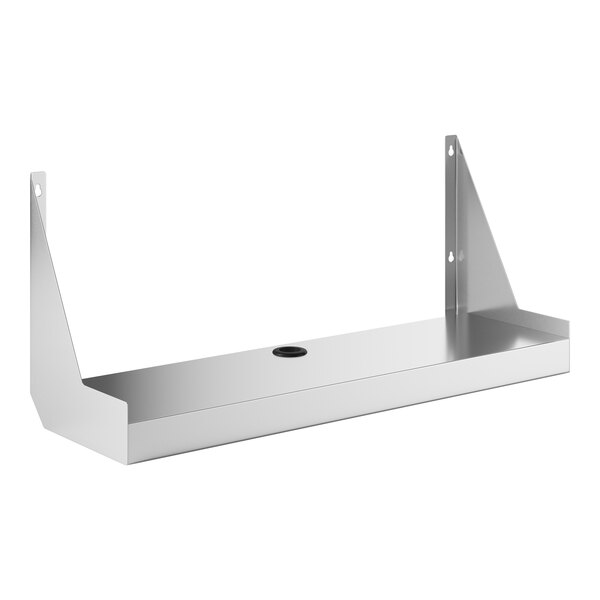 A stainless steel Regency underbar blender shelf with a hole in the middle.