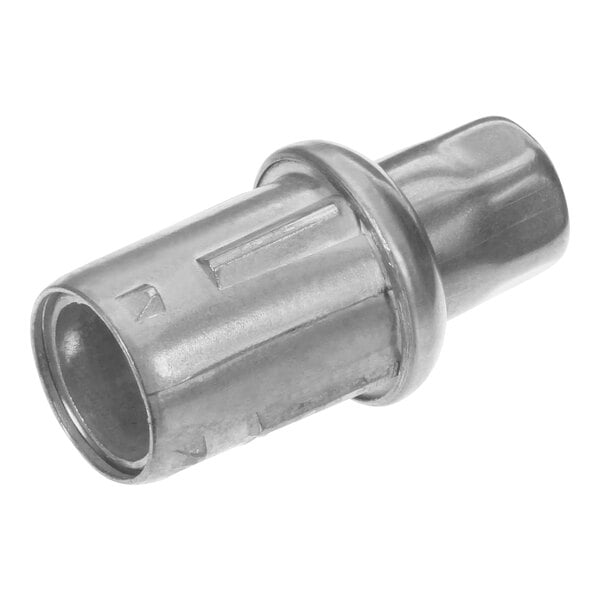 A silver metal AccuTemp round adjustable foot insert with a hole in the metal end.