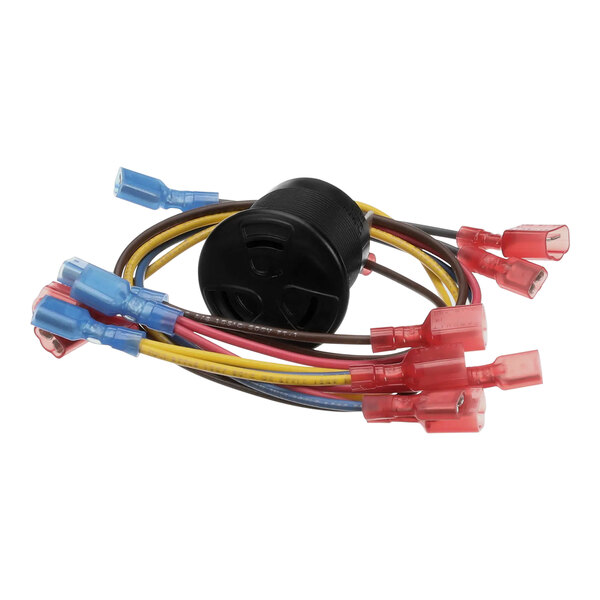 A group of colorful wires including red, blue, yellow, and green.