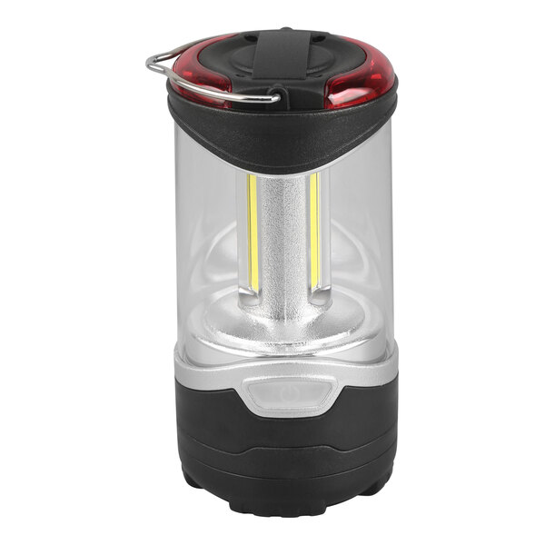 An Olympia Tools cordless camp lantern with a small LED light.
