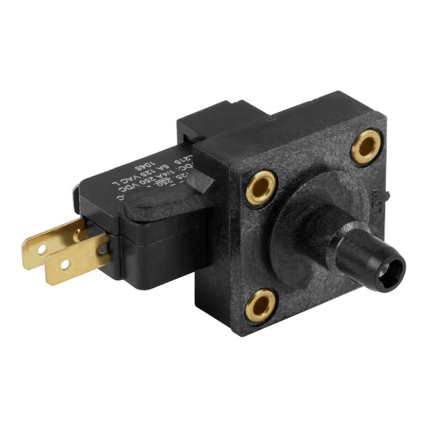 A black AccuTemp pressure switch with gold plugs.