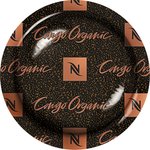 A plate with the word "Congo Organic" in black on an orange background.