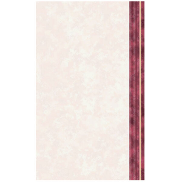 A white paper with a red border.