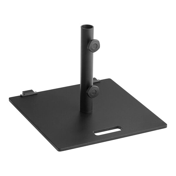 Lancaster Table & Seating 50 lb. Square Black Steel Umbrella Base with Wheels